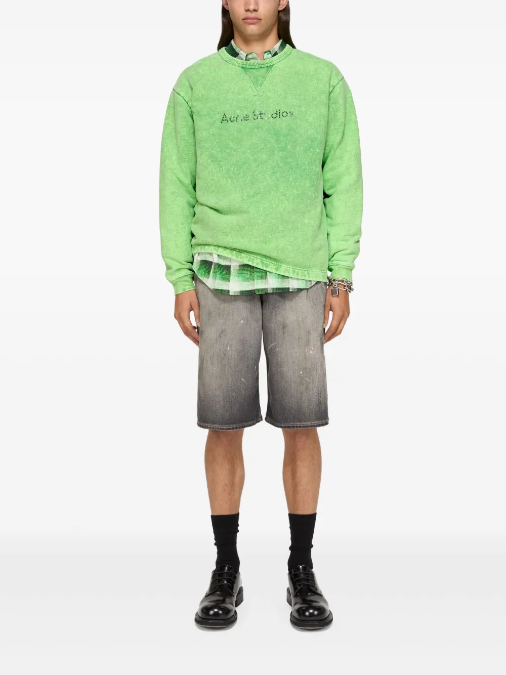 Acne Studios studded-logo sweatshirt - Groen