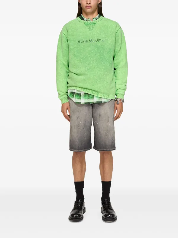 Acne Studios studded-logo Sweatshirt | Green | FARFETCH