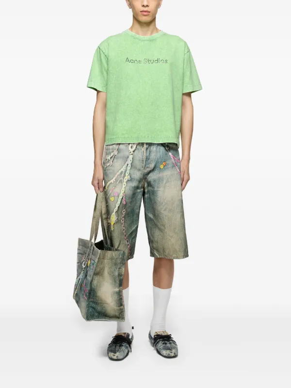 Acne Studios logo-studded T-shirt | Green | FARFETCH
