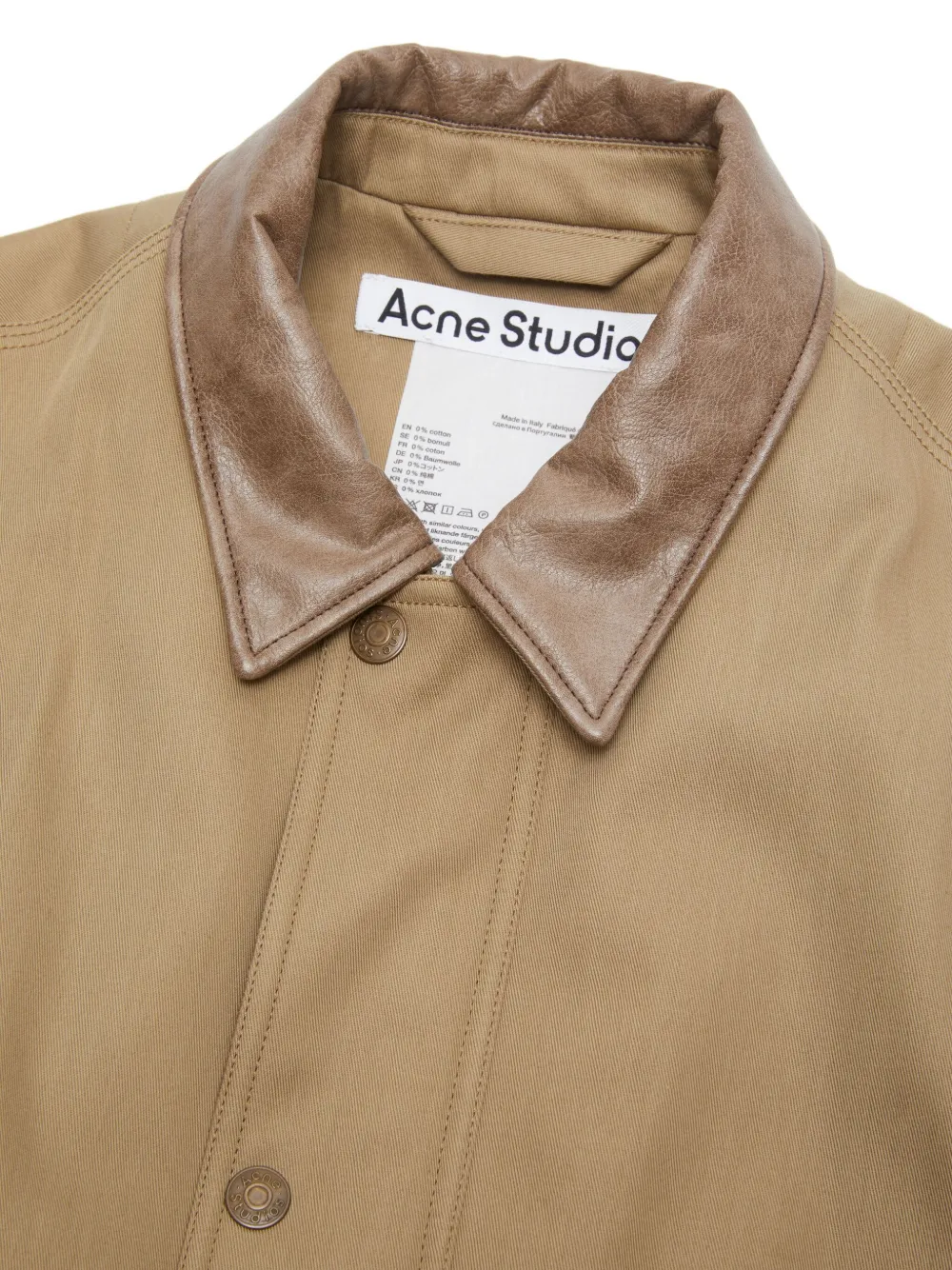 Acne Studios Jack met leren kraag Beige