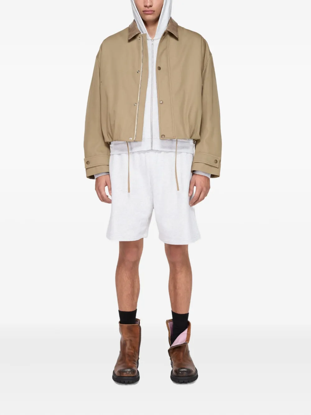 Acne Studios Jack met leren kraag Beige