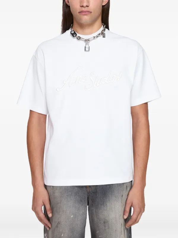 Acne Studios logo-embroidered T-shirt | White | FARFETCH