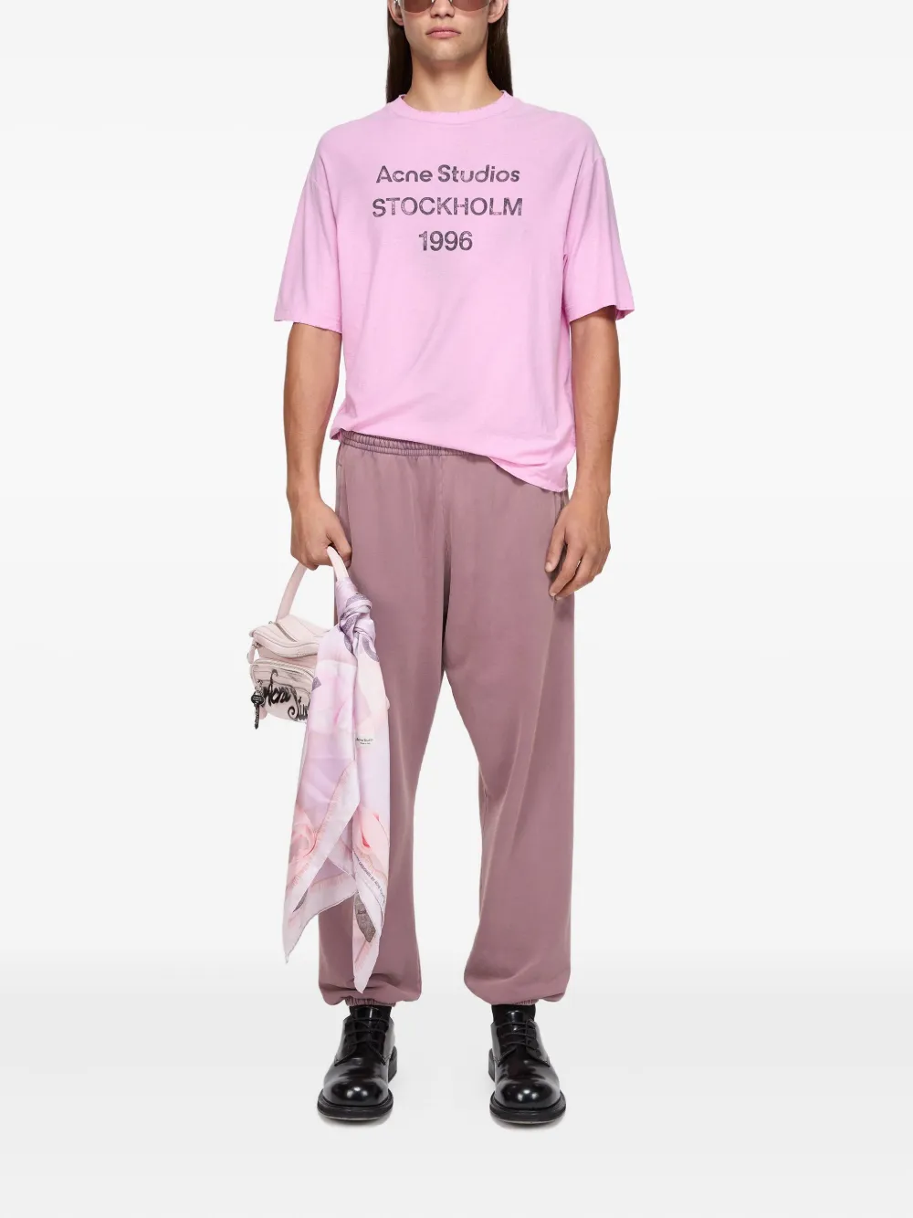 Acne Studios Trainingsbroek met geborduurd logo Roze