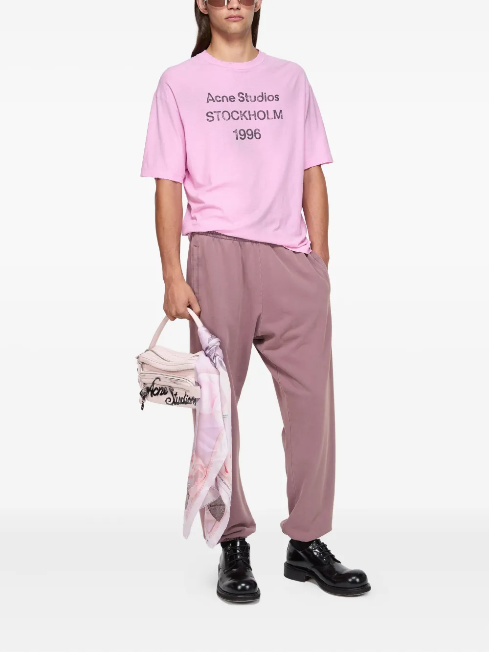 Acne Studios Trainingsbroek met geborduurd logo Roze