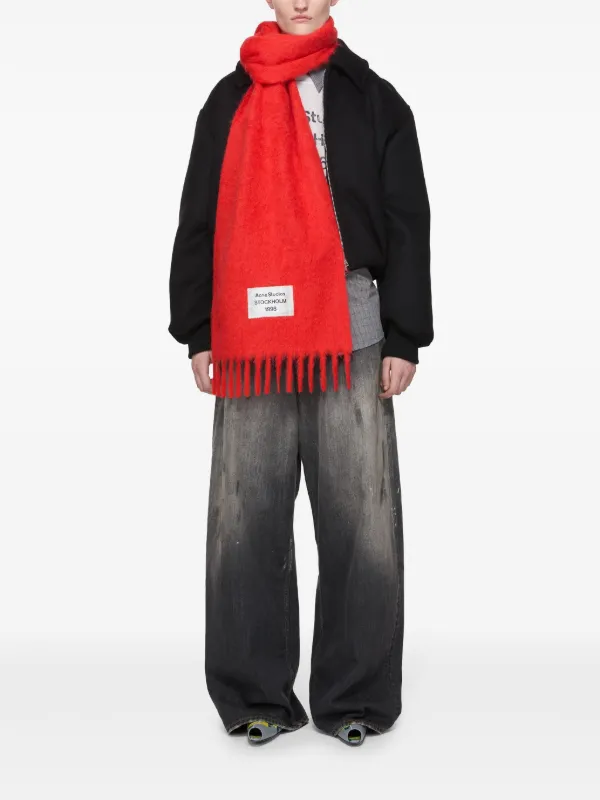 【なお】Acne Studios フリンジスカーフ Acne Studios フリンジ スカーフ | レッド | FARFETCH JP