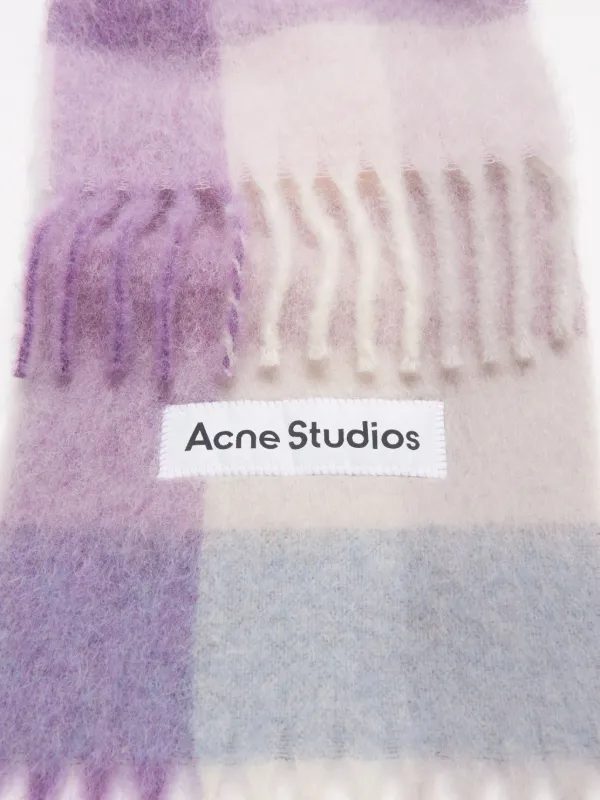 Acne Studios logo-appliqué Checked Scarf Purple FARFETCH IN