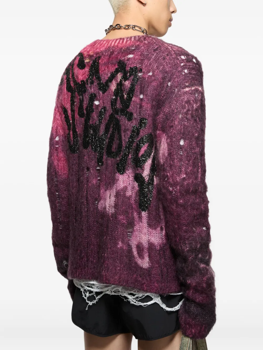 Acne Studios Intarsia gebreide trui Paars