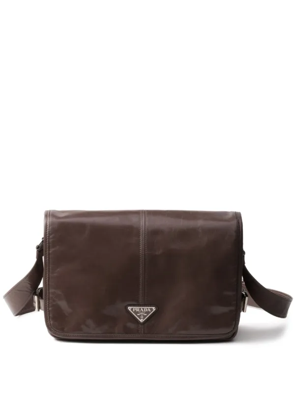 Prada Leather Shoulder Bag Brown FARFETCH CA