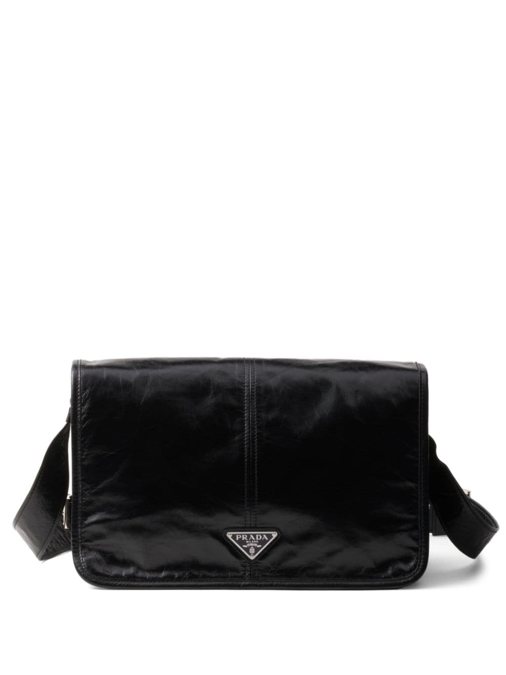 Shop Prada Leather Shoulder Bag In Black