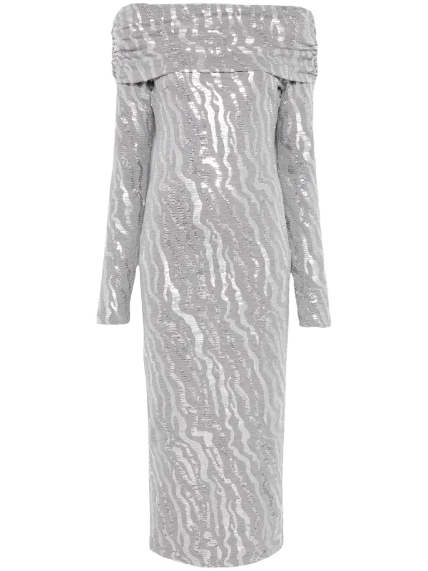 ワンピース ROTATE BIRGER CHRISTENSEN Sequin midi dress Gray 26385087_56446697_600.jpg