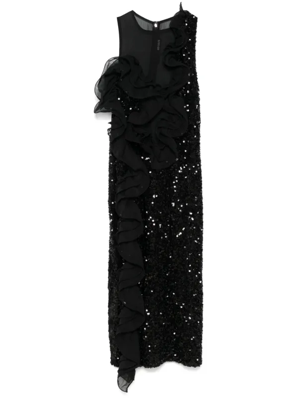 ROTATE BIRGER CHRISTENSEN ruffled-detailing Sequinned Midi Dress | Black |  FARFETCH