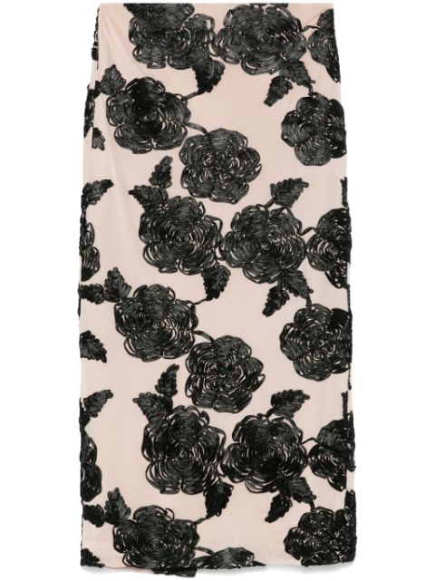 Affordable ROTATE BIRGER CHRISTENSEN flower mesh midi skirt Women