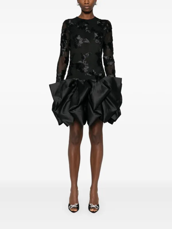 ROTATE BIRGER CHRISTENSEN ミニドレス ROTATE BIRGER CHRISTENSEN フローラル ミニドレス | ブラック