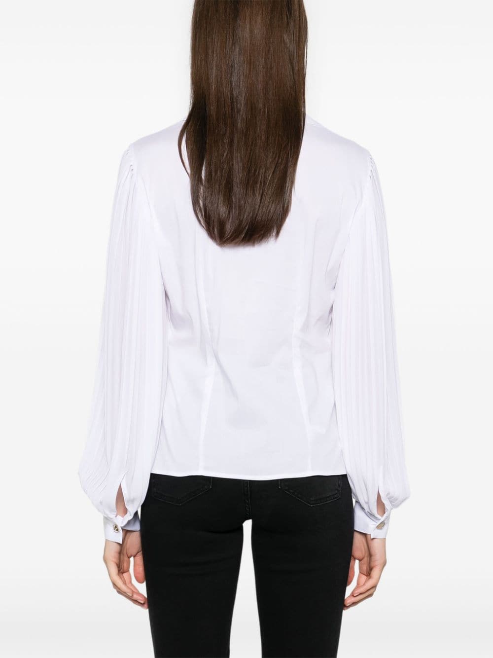 Shop Liu •jo Plissé-sleeve Shirt In White