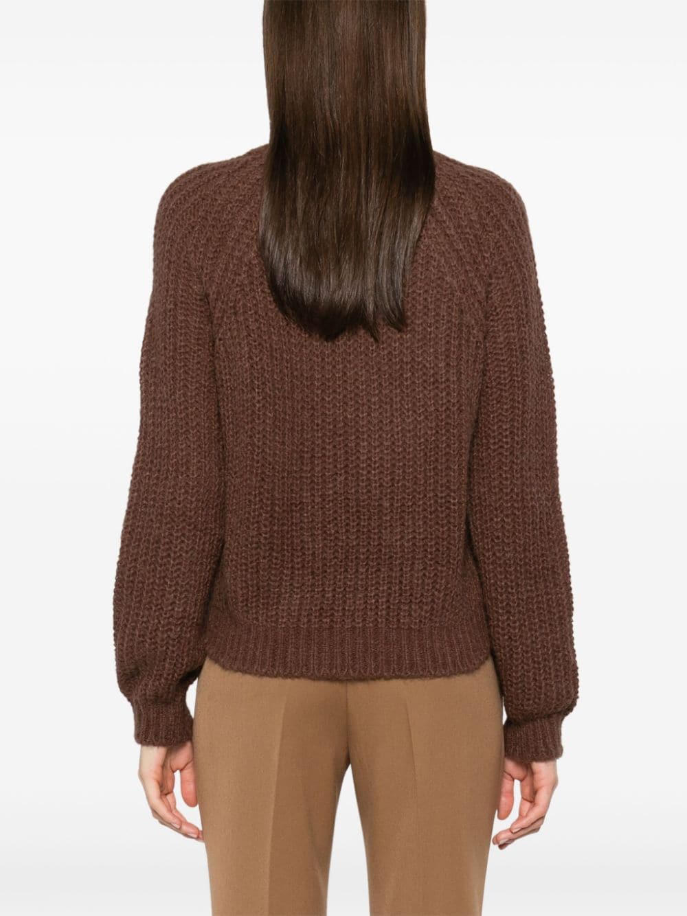 Shop Liu •jo Lurex-detail Sweater In Brown