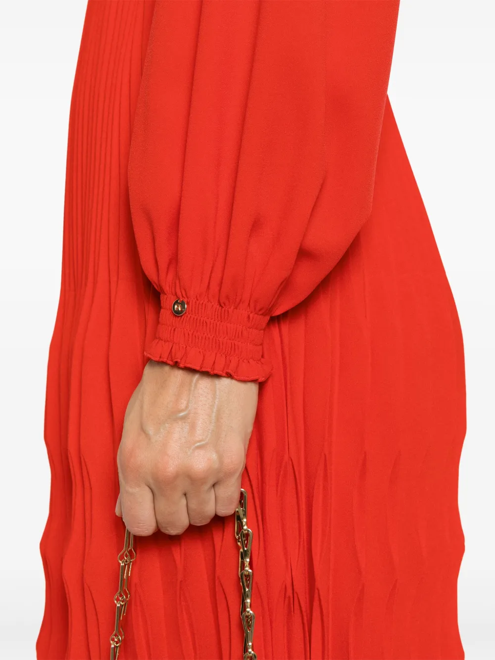 NISSA Geplooide midi-jurk met bloemendetail Rood