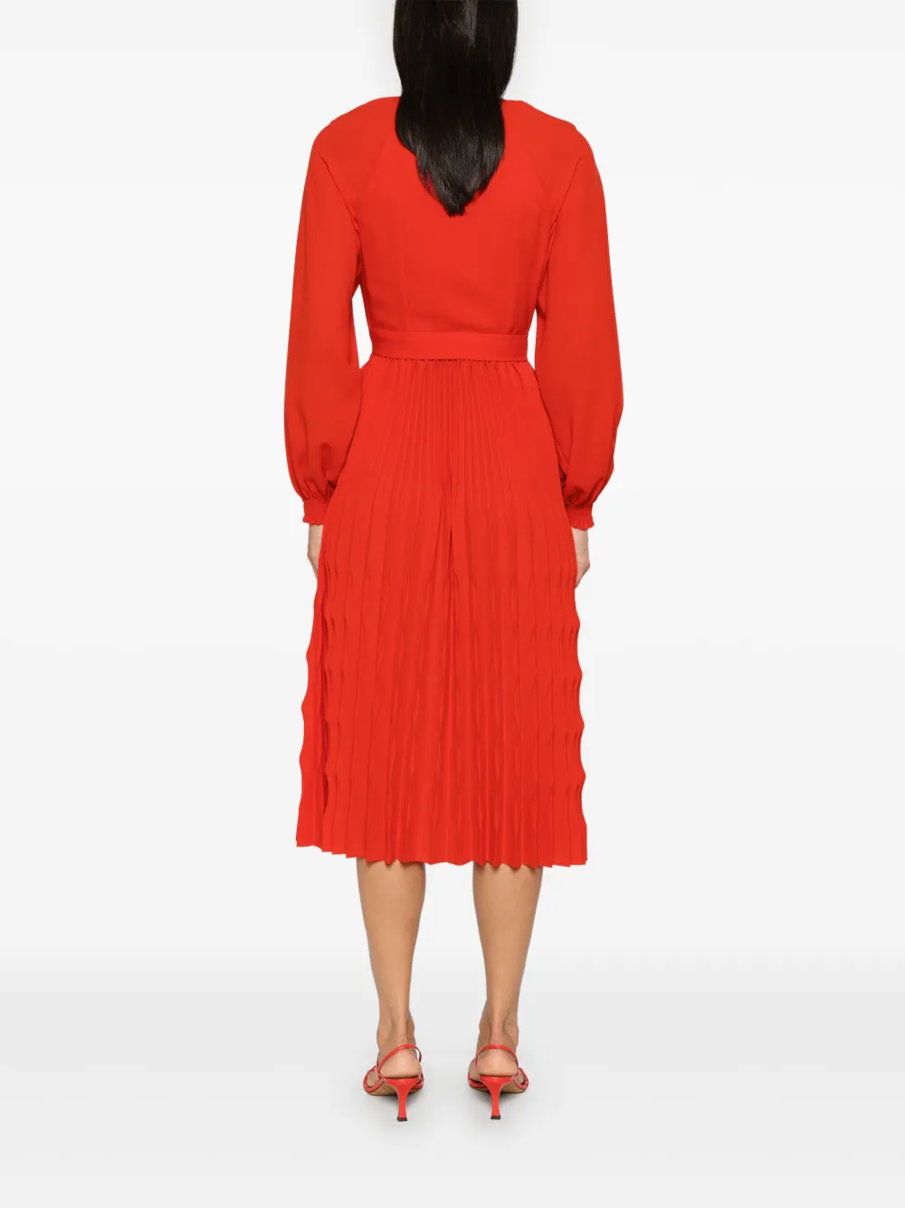 NISSA Geplooide midi-jurk met bloemendetail Rood