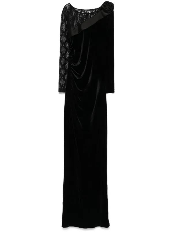 chinese dress ladies Women's Black Lace Ruffle Dress