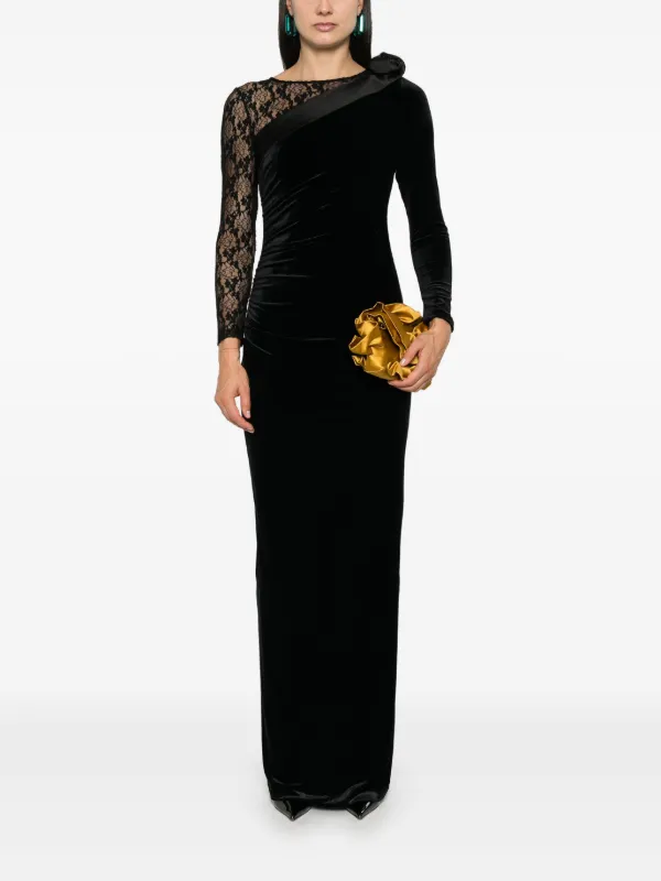 chinese dress ladies Her Theory Lace Insert Maxi Dress Black XL