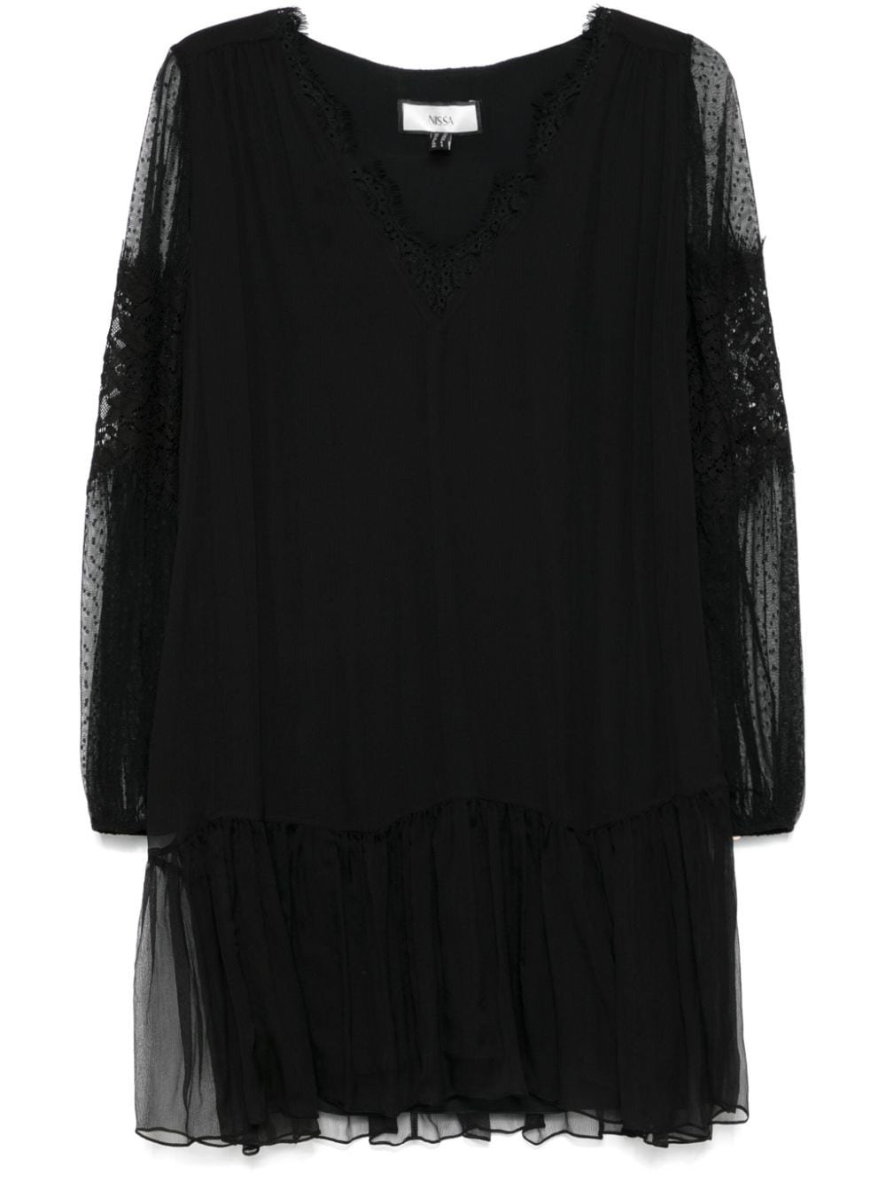 semi sheer-sleeve mini dress