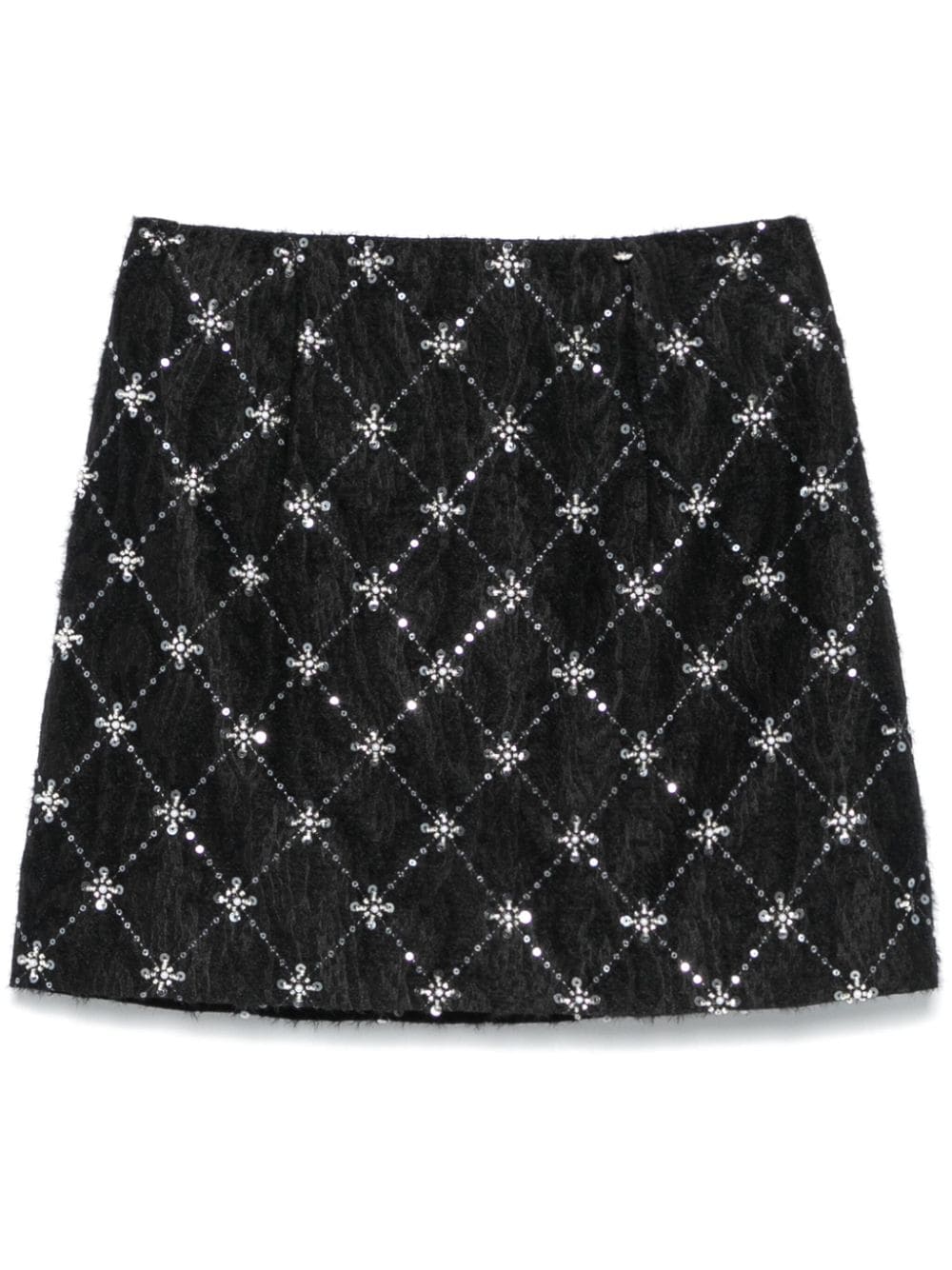 Shop Nissa Embroidered Jacquard Mini Skirt In Black