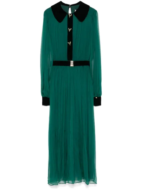 NISSA belted silk midi dress
