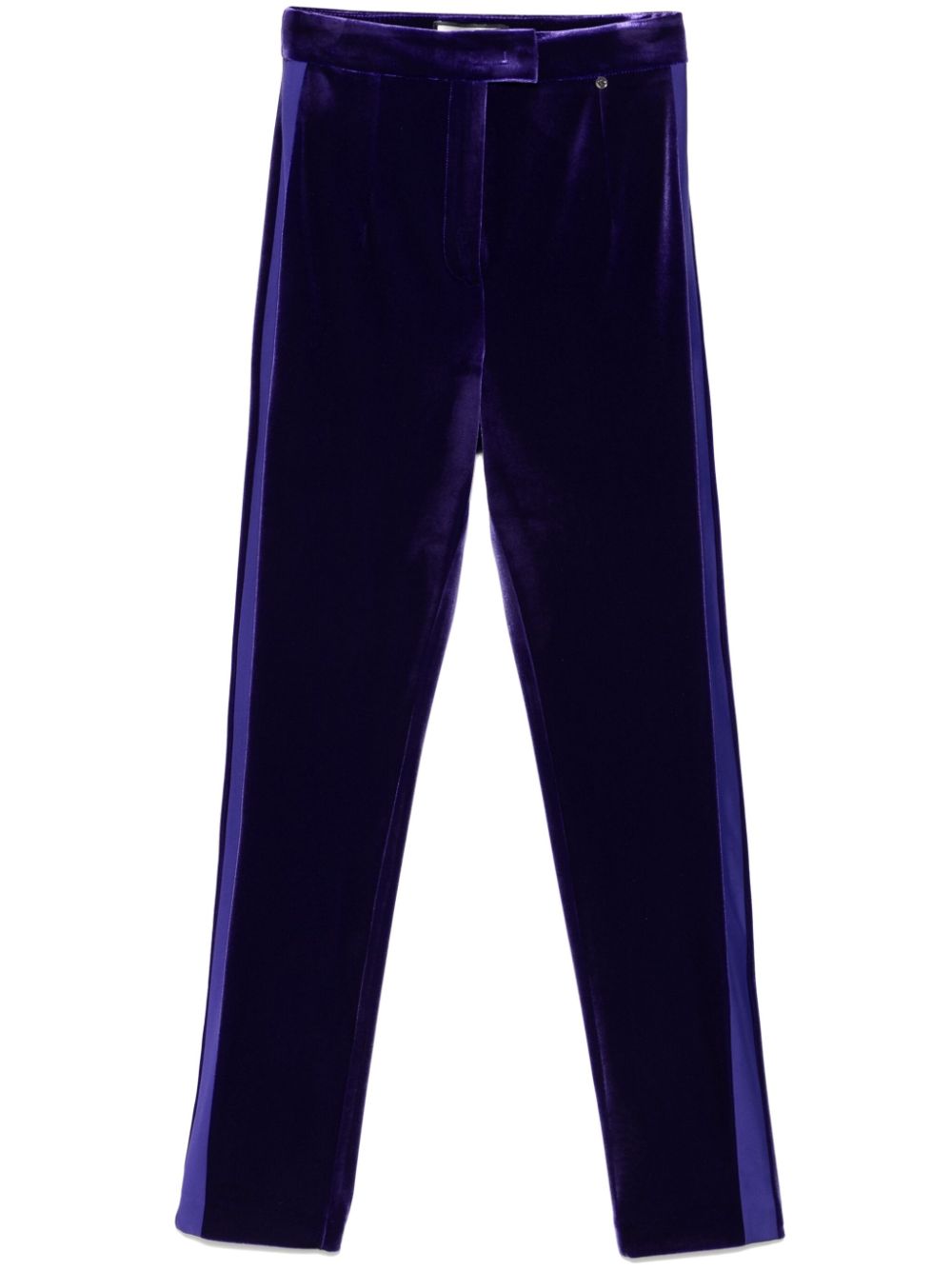 high-waisted velvet trousers