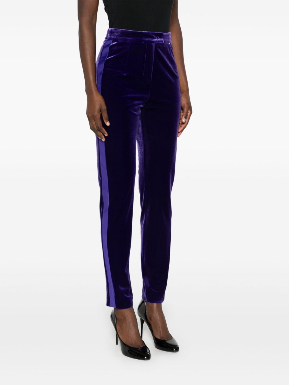 NISSA HIGH-WAIST VELVET TROUSERS 