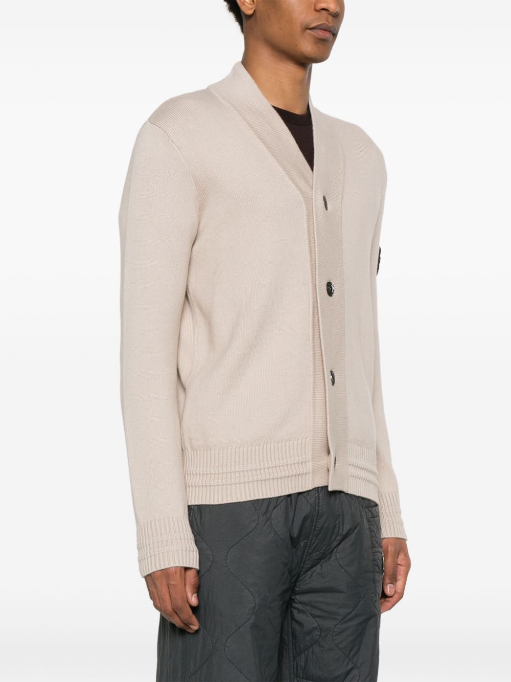 Shop Stone Island Compass-badge Cardigan In Neutrals