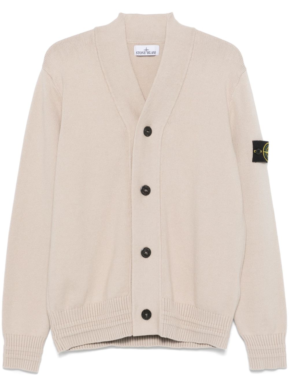 Shop Stone Island Compass-badge Cardigan In Neutrals