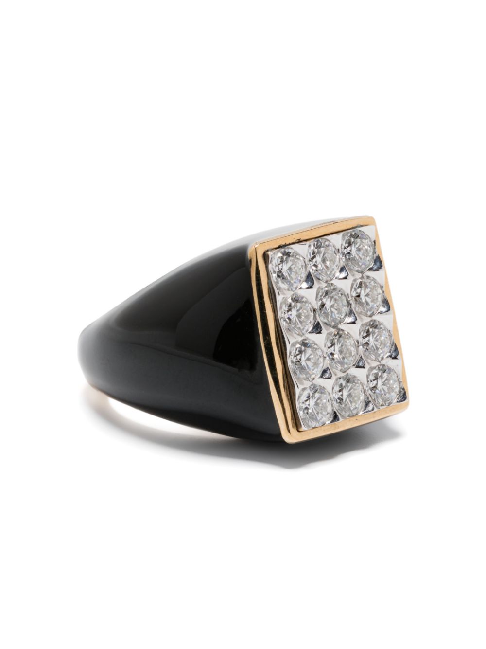 18K yellow gold Tuxedo diamond signet ring