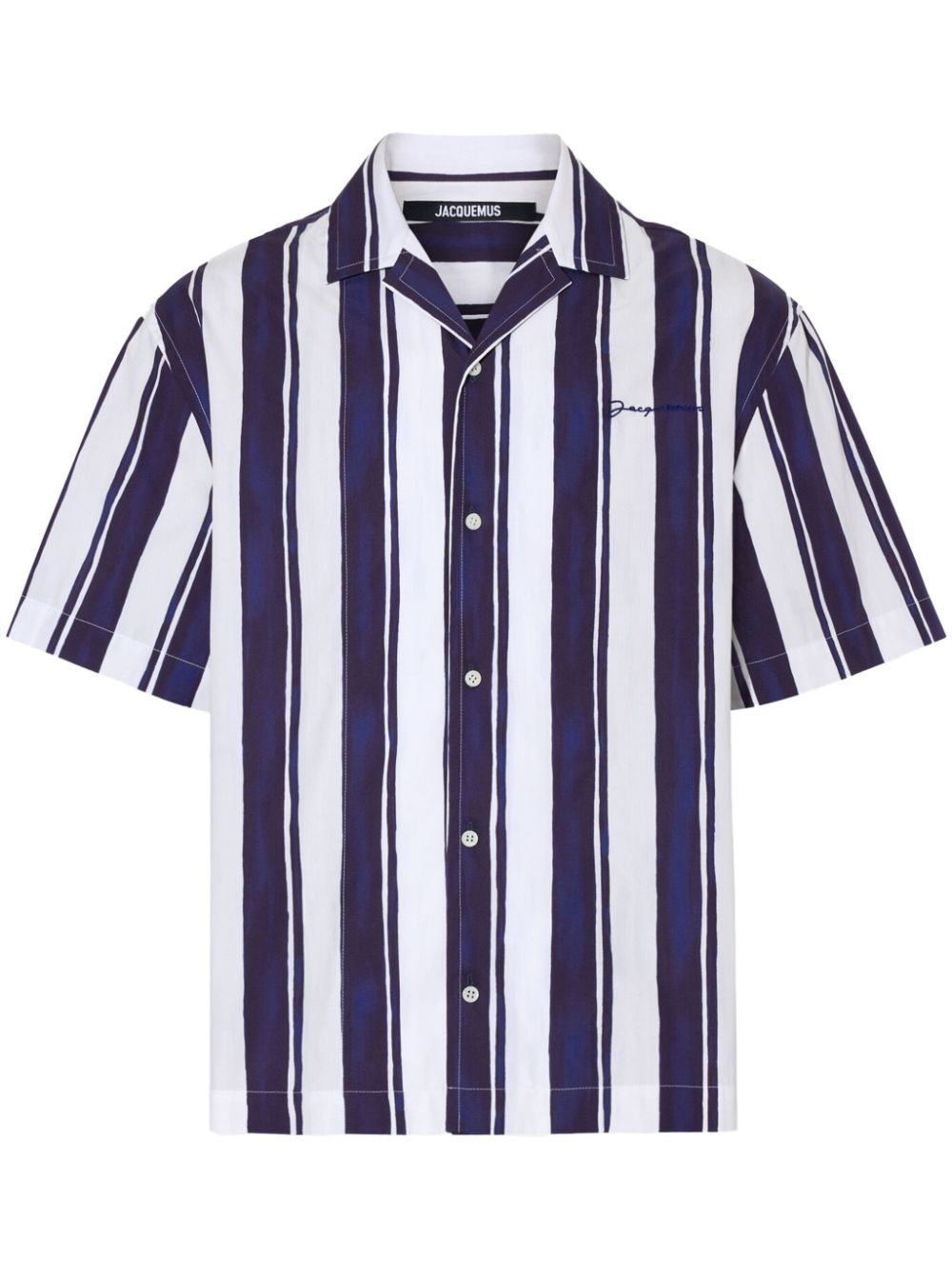 Jacquemus logo-embroidered striped shirt - Blue