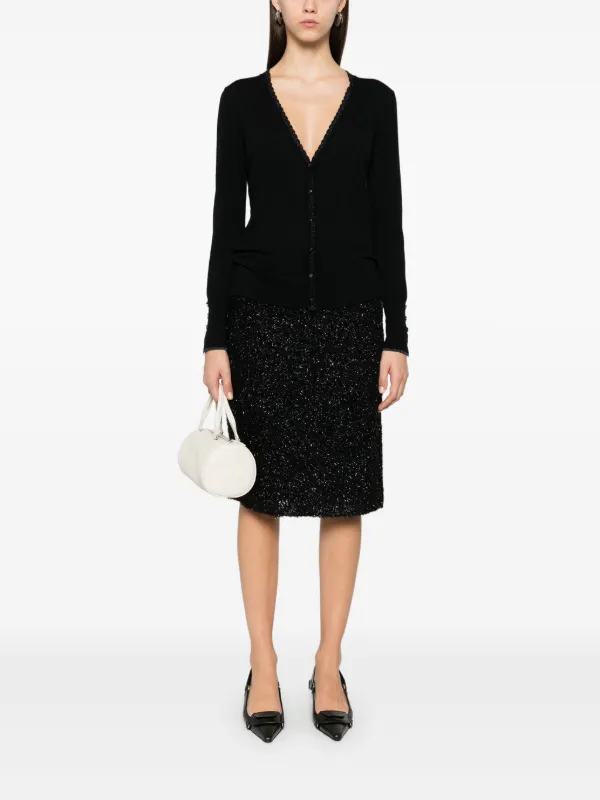 Cardigan In Cashmere JENNIE LIU Con Bottoni In Madreperla, Girocollo, Leggero, Lavorazione A Maglia Fitta, Donna