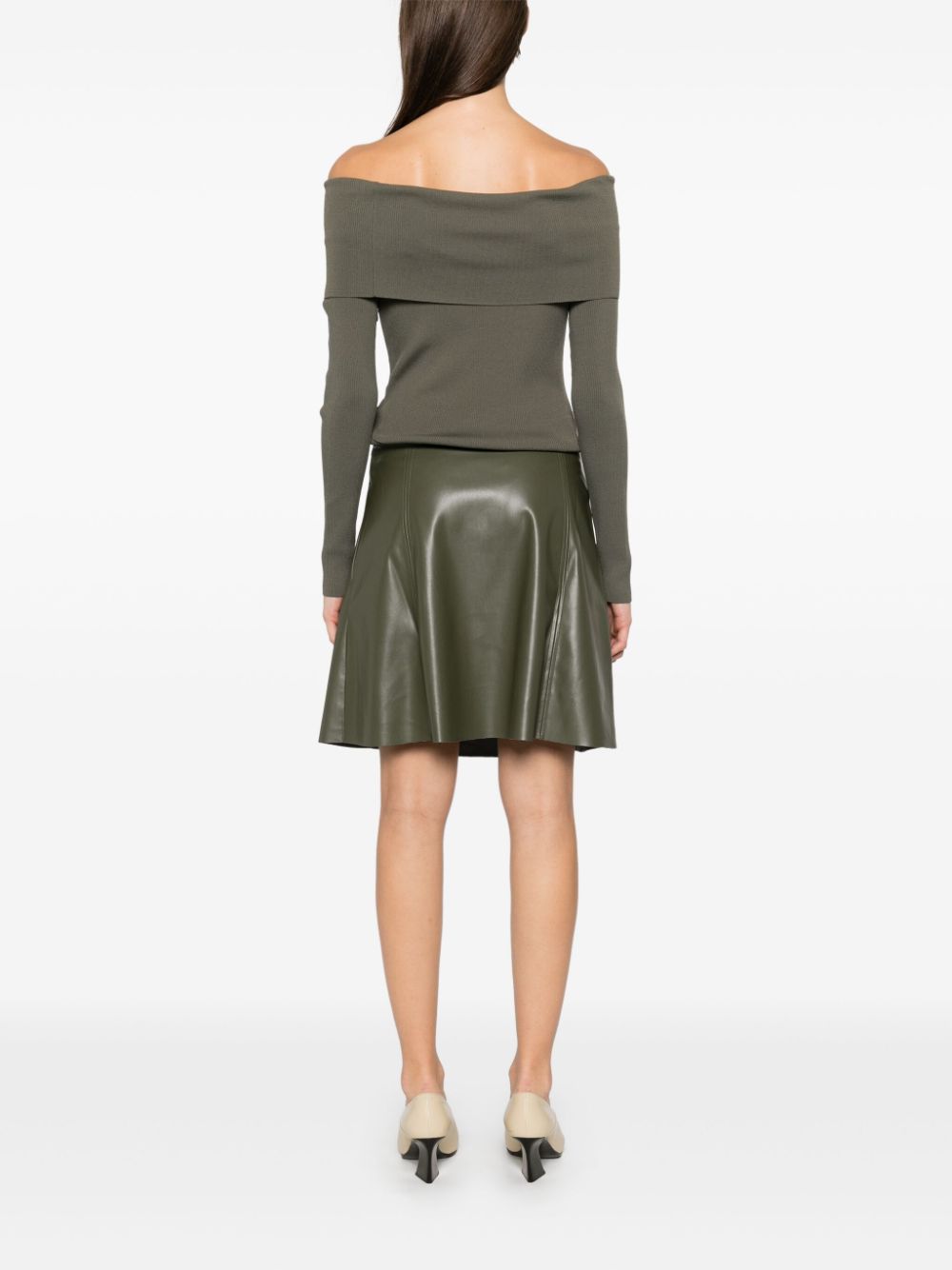 Shop Liu •jo Coated-panel Mini Dress In Green