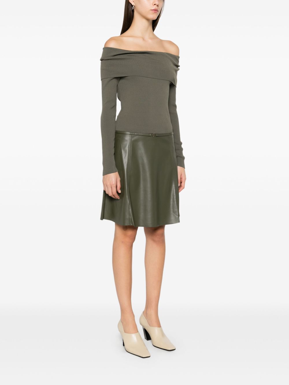 Shop Liu •jo Coated-panel Mini Dress In Green