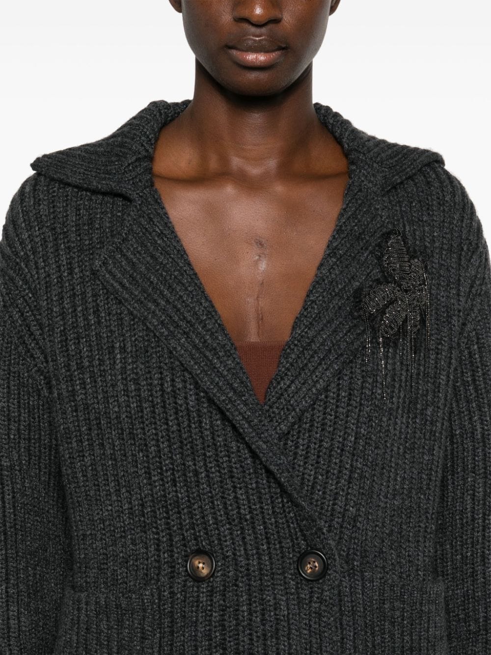 Shop Brunello Cucinelli Monili Chain-detail Cardigan In Grey