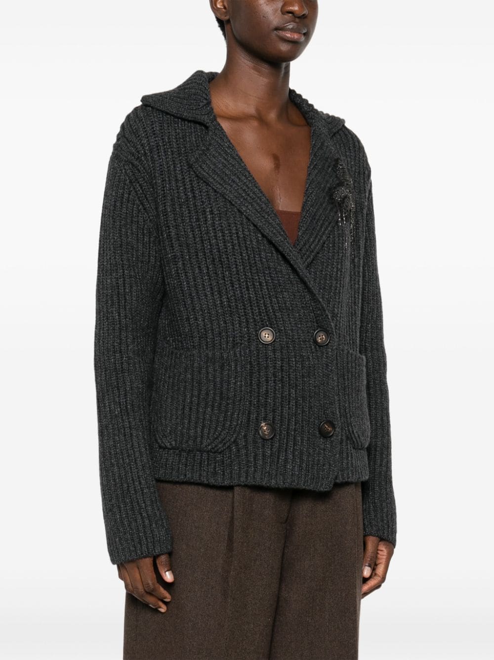 Shop Brunello Cucinelli Monili Chain-detail Cardigan In Grey