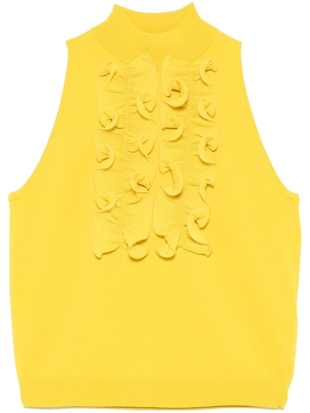 Shop Liu •jo Ruched Knitted Top In Yellow