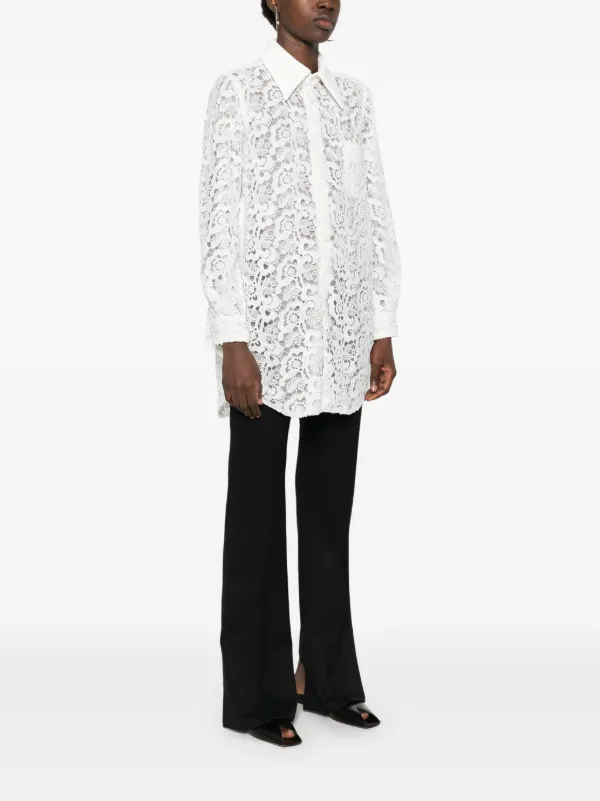 【tricot COMME des GARÇONS】Lace blouse Comme Des Garçons guipure-lace Shirt | White | FARFETCH UK