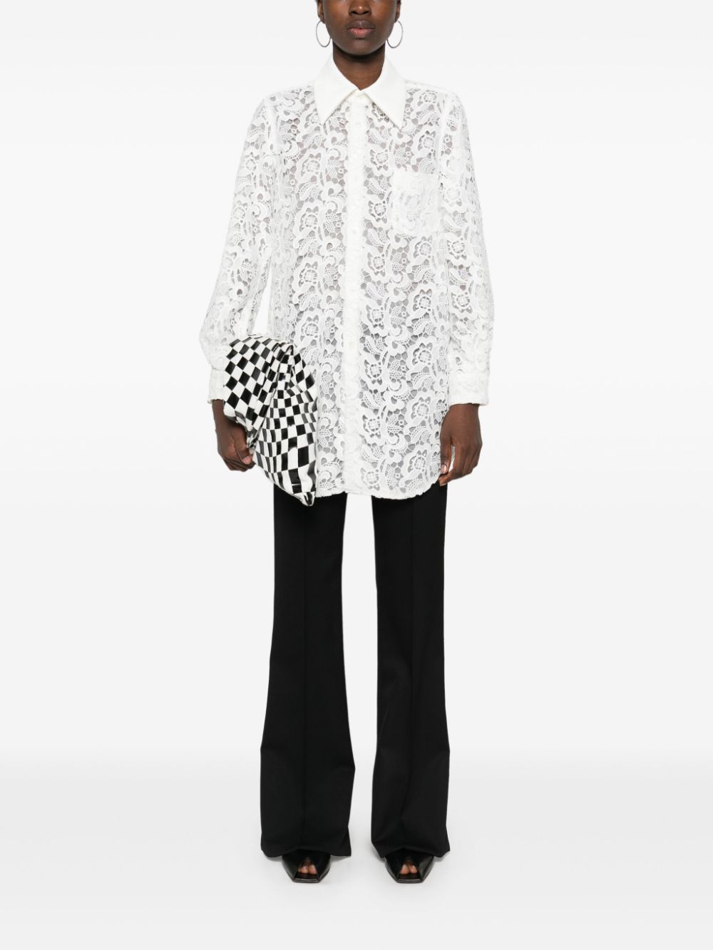 Shop Comme Des Garçons Guipure-lace Shirt In White