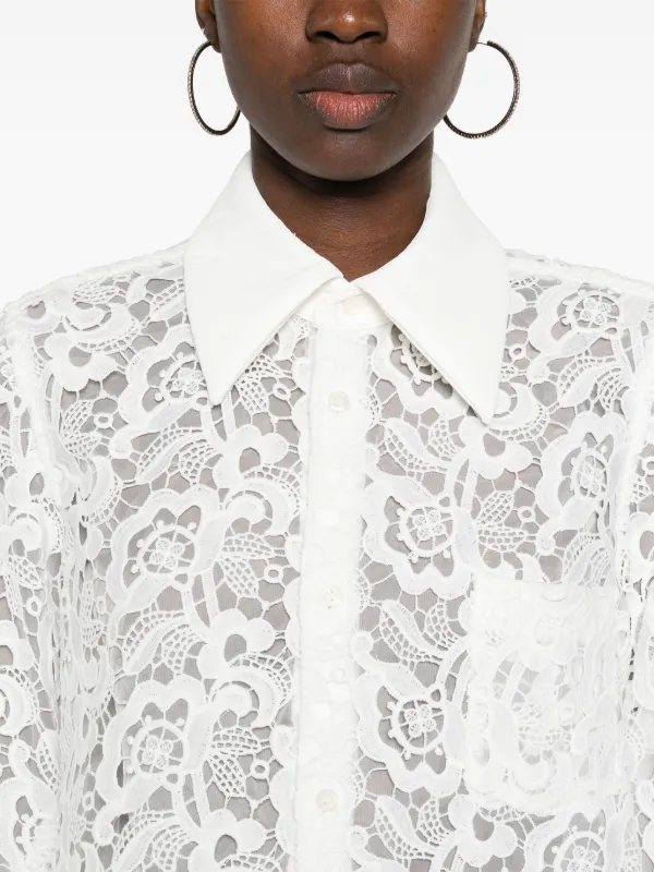 Comme Des Garçons guipure-lace Shirt | White | FARFETCH AO