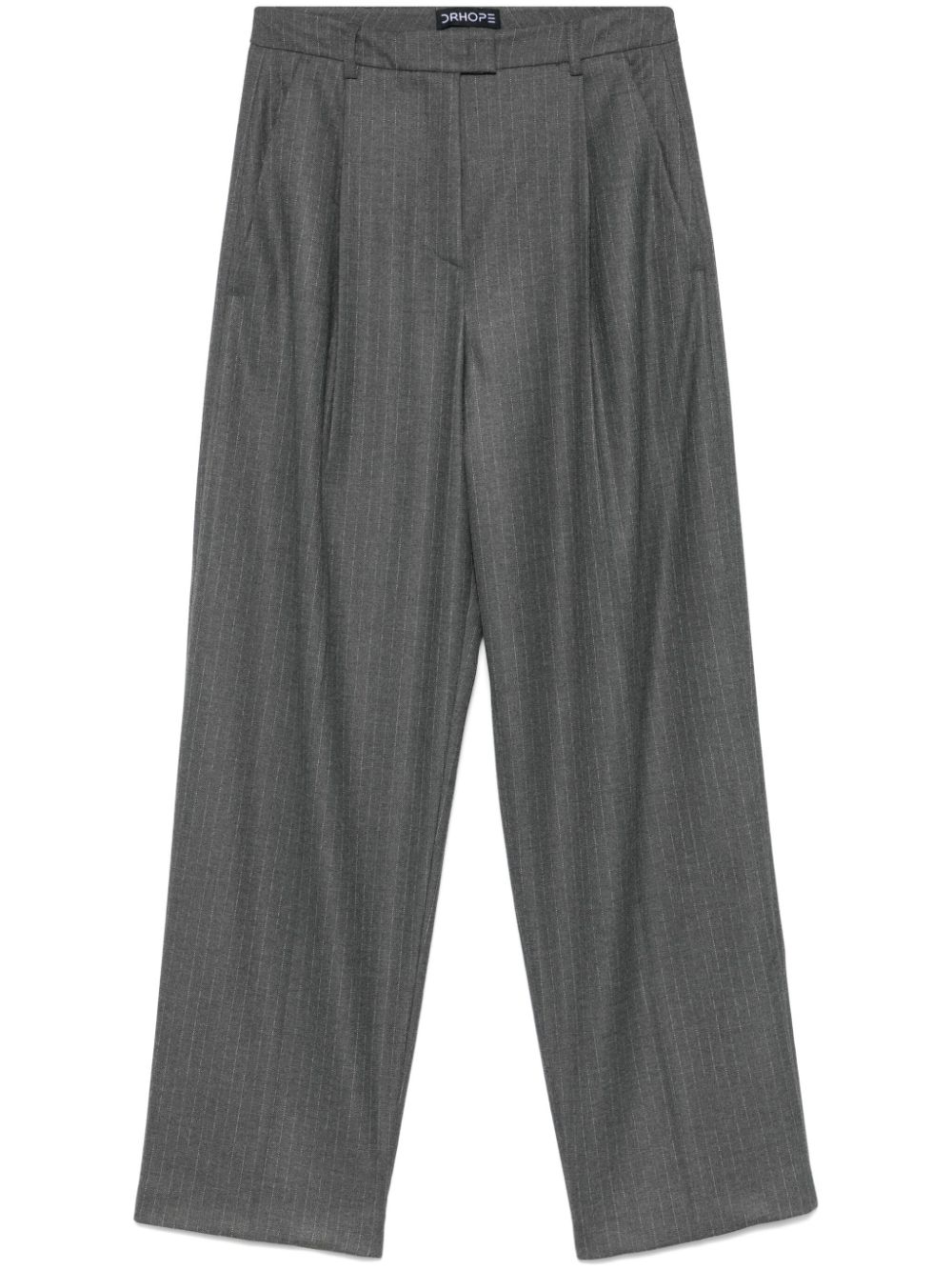 Shop Drhope Pinstripe Trousers In Grey