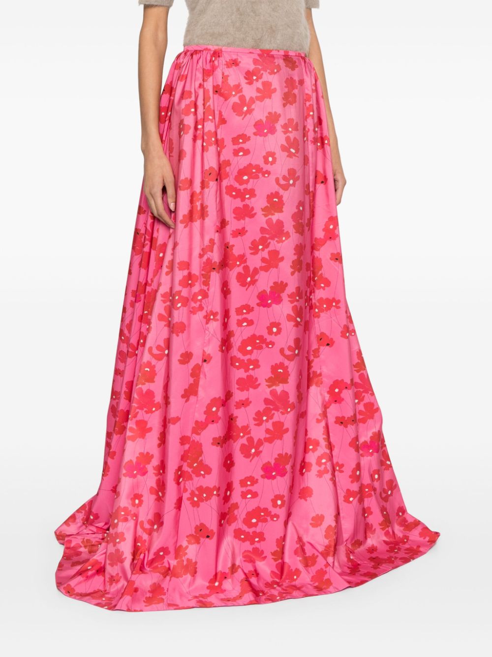 Shop Bernadette Ella Cosmos-print Maxi Skirt In Pink