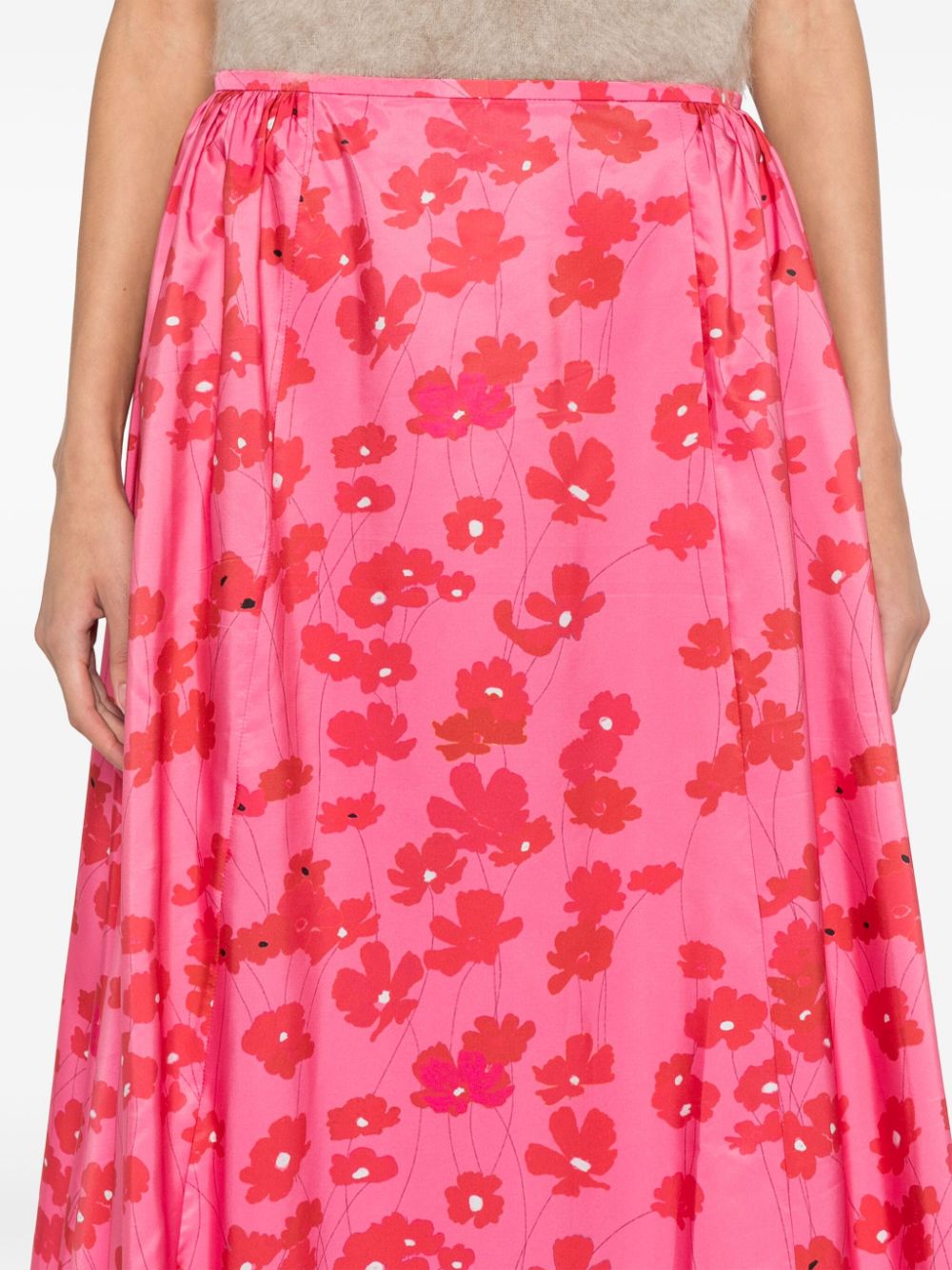 Shop Bernadette Ella Cosmos-print Maxi Skirt In Pink