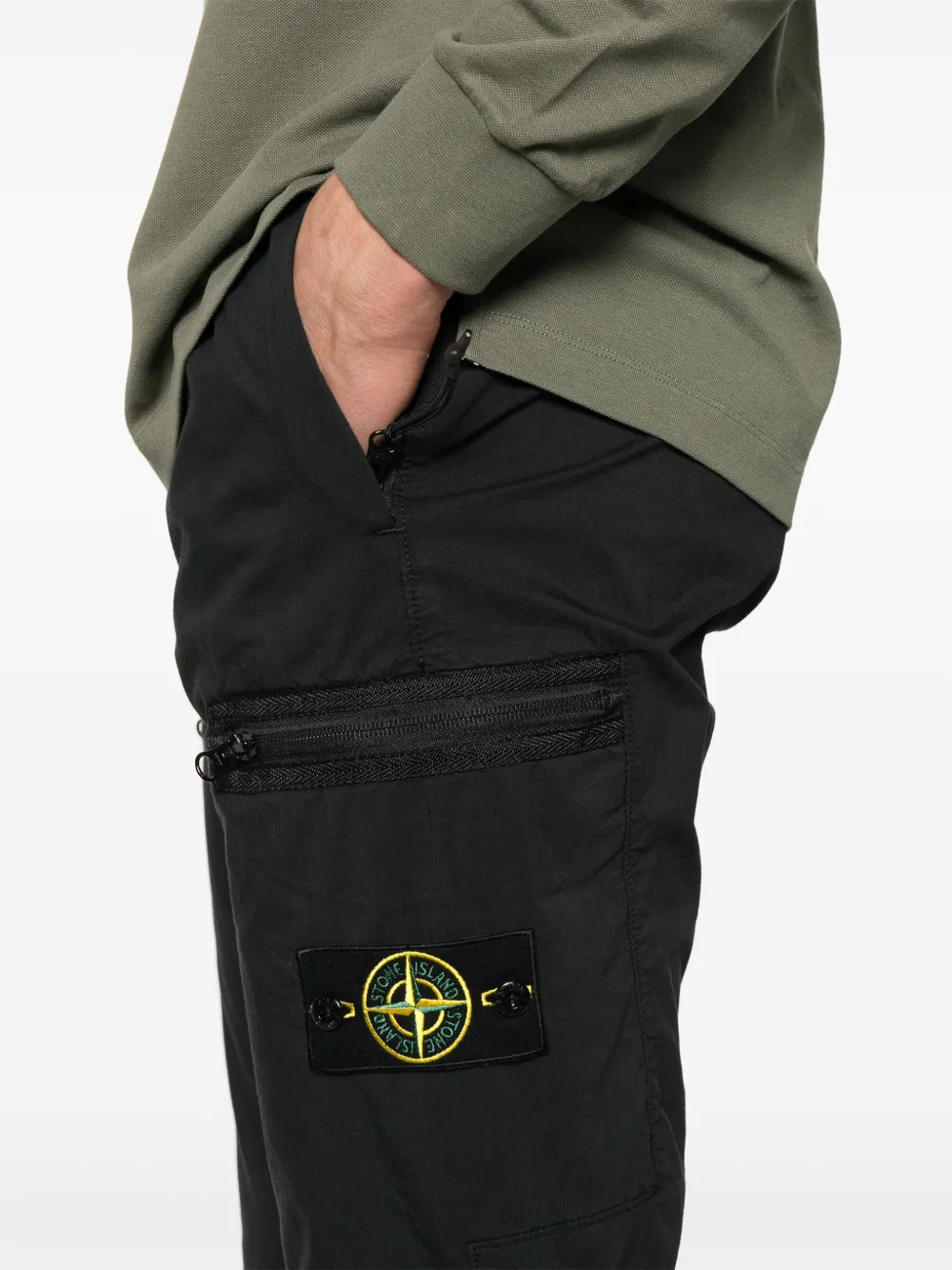 Stone Island Broek met Compass-logopatch Zwart