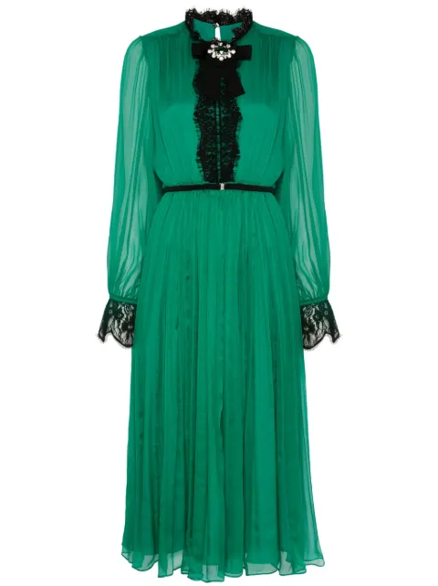 NISSA crystal-detail silk midi dress