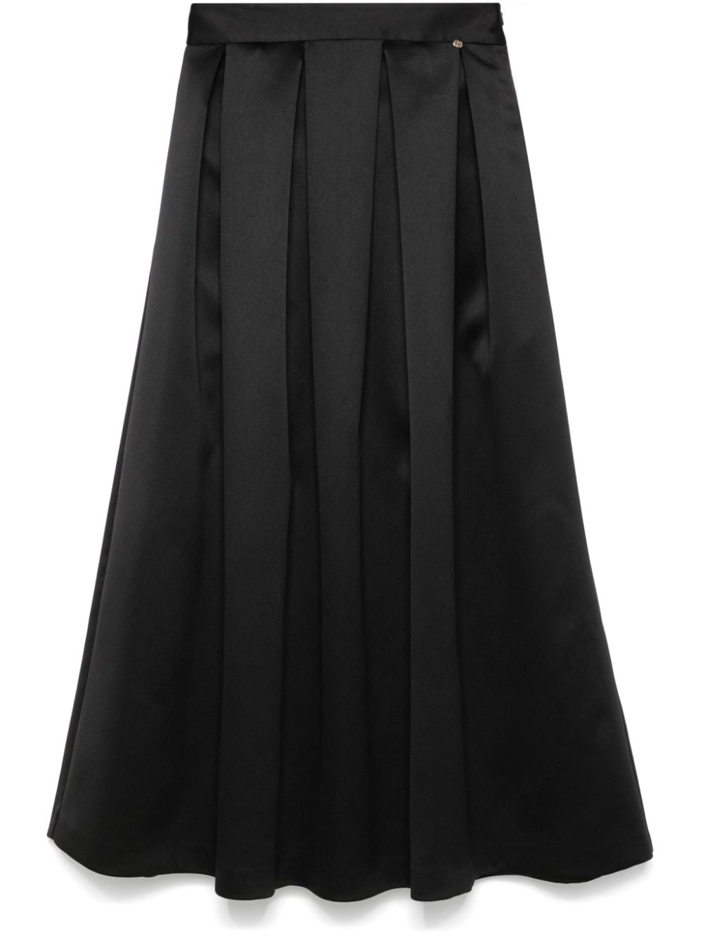 high-waist satin midi skirt