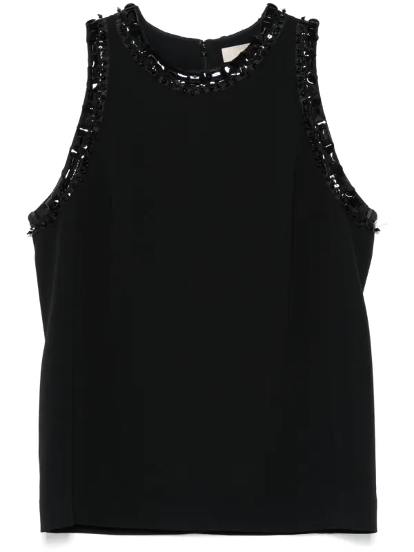 Elie Saab Embroidered Cady Top in Black