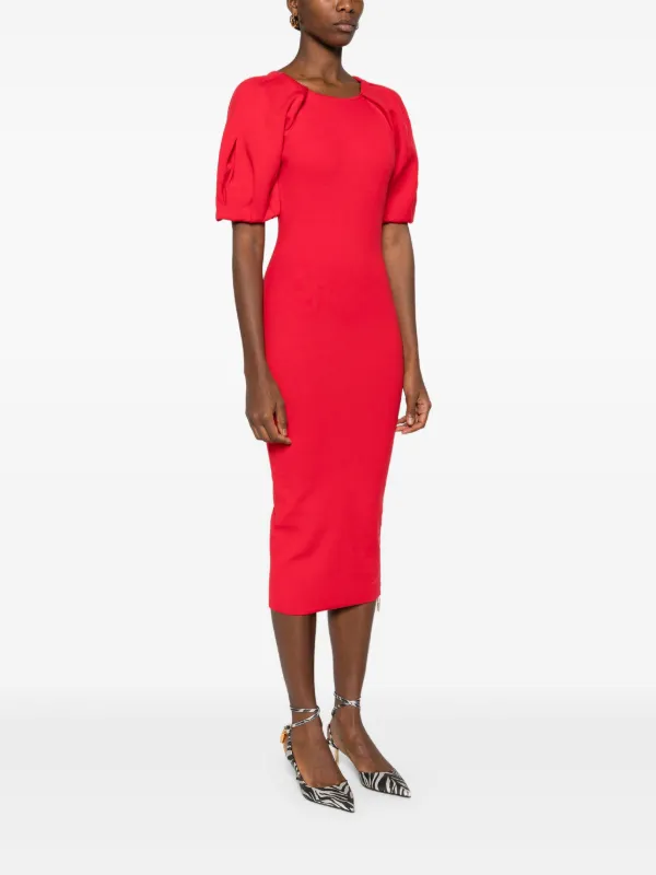 専用　ELISABETTAFRANCHI/ニードルアンドスレッド　ドレス Elisabetta Franchi zip-detail Midi Dress | Red | FARFETCH