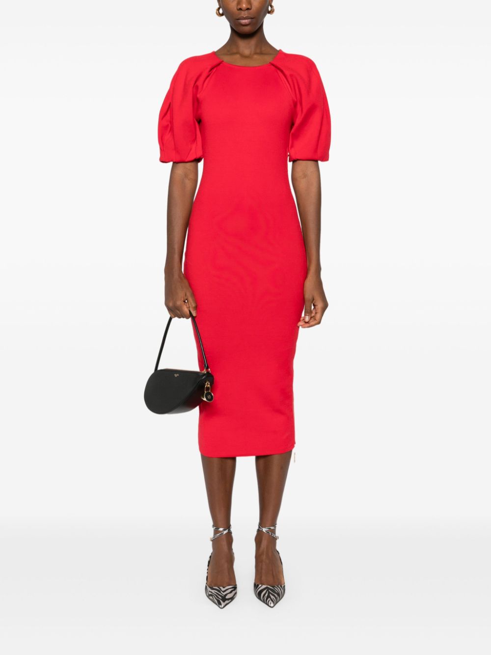 Elisabetta Franchi Midi-jurk met ritsdetail - Rood